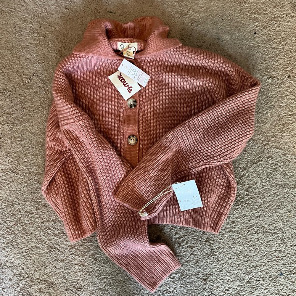 Dusty pink Jessica Simpson button up collared sweater tags still on never worn